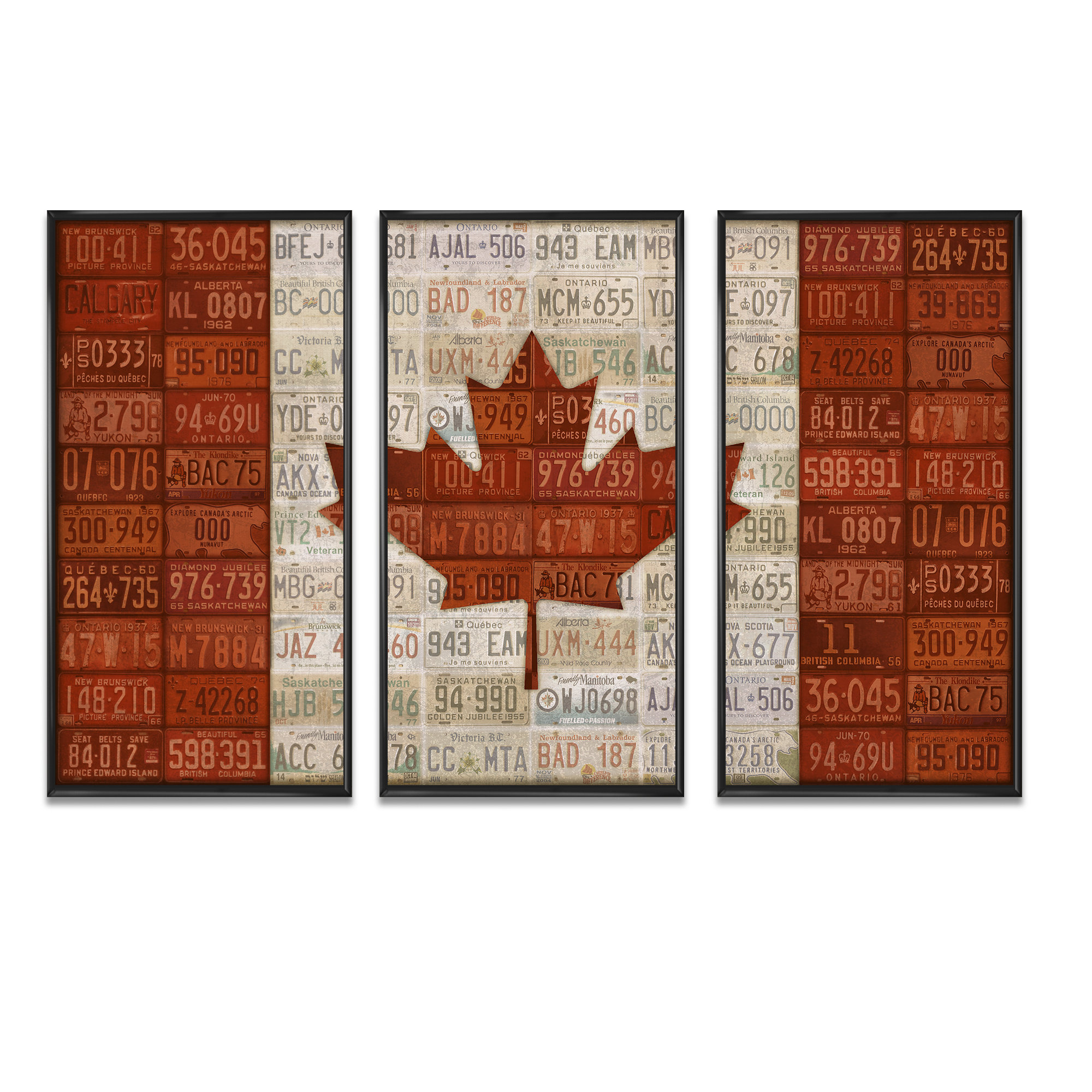 Design Art Canada License Plate Flag Traditional_Canadian Framed